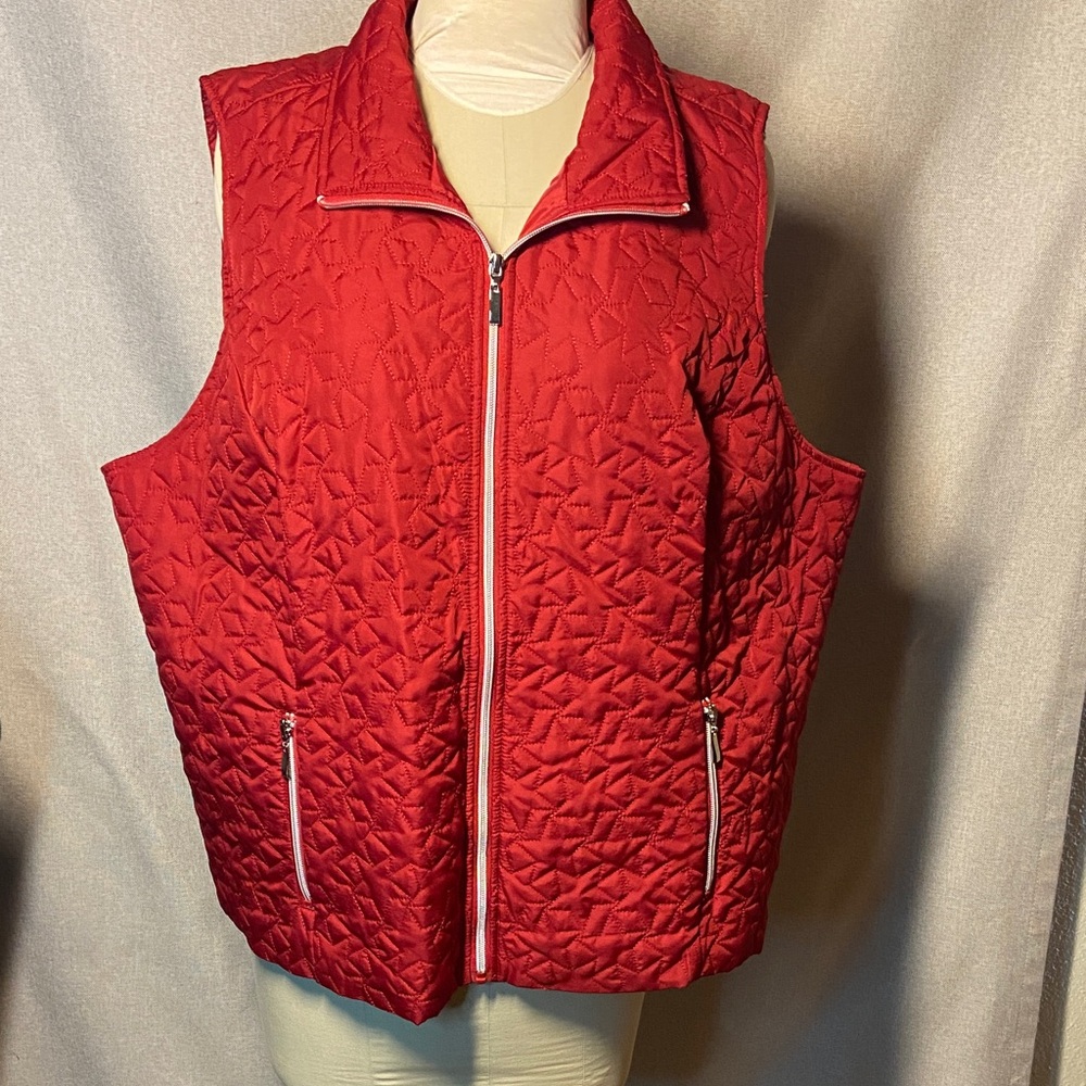 CJ Banks Vibrant Red Quilted Vest. Size 2X.